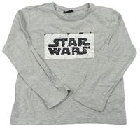 Sivé melírované tričko s překlápěcími flitry - Star Wars