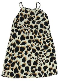 Béžovo-čierno-hnedé ľahké šaty s leopardím vzorom George