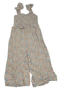 Biely kvetovaný nohavicový culottes overal George
