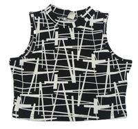 Čierno-biely vzorovaný crop top Shein