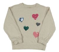 Béžová melírovaná mikina so srdiečkami John Lewis