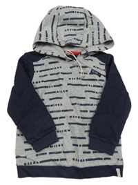 Sivo-tmavomodrá vzorovaná mikina s kapucňou Esprit