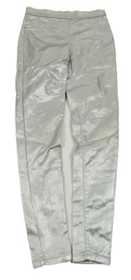 Strieborné koženkové lesklé tregíny George