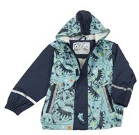 Světlemodro-tmavomodrá voděodolná jarní bunda s botami a kapucí Lupilu