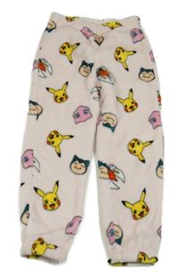 Svetloružové plyšové tepláky s pokémony