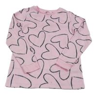 Ružové fleecové pyžamové tričko so srdiečkami M&S