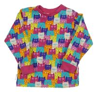 Růžovo-barevné pyžamové triko s kočičkami 