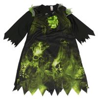 Kostým - Černo-zelený hábit s 3D lebkou Tu