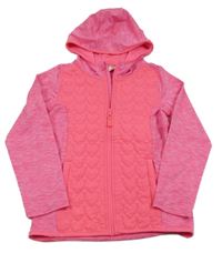 Neónově ružová fleecovo-šušťáková thermo bunda kapucňou Topolino