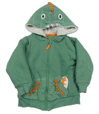 Zelená propínací zateplená mikina s kapucí - dino Mothercare