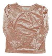 Svetloružové zamatové tričko H&M