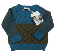 Nové - Modro-hnedý sveter