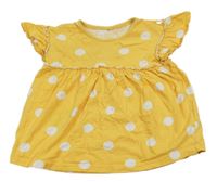 Hořčicovo-bílé puntíkaté tričko George