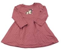 Fialové bodkovaná é teplákové šaty so sovičkami Topolino