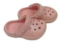 Růžové třpytivé gumové pantofle vel. 23