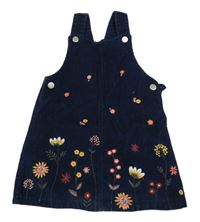 Tmavomodré menšestrové na traké šaty s kvetmi F&F