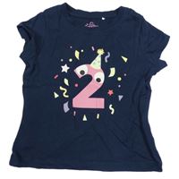 Tmavomodré narozeninové tričko s číslom Topolino