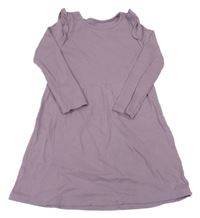 Lila rebrované šaty s volánikmi H&M