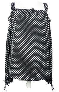 Dámská černo-bílá puntíkovaná halenka s volnými rameny Atmosphere 