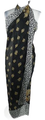 Dámské černo-bílé vzorované pareo s leopardy 