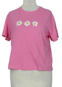 Dámske ružové tričko s kvietkami New Look