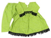 2set- zeleno-bielo-čierne pruhované šaty s krajkou+ capri nohavice