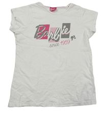 Biele tričko s nápisom Barbie