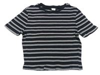 Čierno-biele pruhované crop tričko New Look