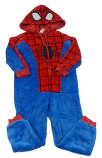 Červeno-modrá chlpatá kombinéza s kapucí - Spiderman C&A