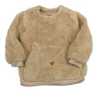 Béžová chlpatá mikina s medvěďom so cute