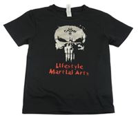 Čierne športové tričko s lebkou