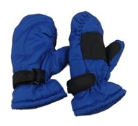 Modro-černé šusťákové zimní rukavice