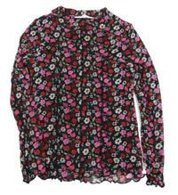 Černé květinové tylové triko M&S