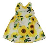 Bílé květinové plátěné šaty 