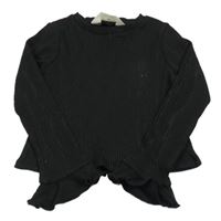 Čierne rebrované crop tričko H&M