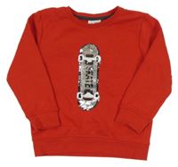 Červená mikina so skateboardem z flitrů Topolino