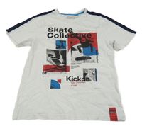 Bielo-tmavomodré tričko s obrázkami C&A