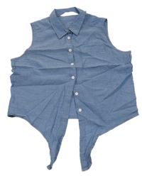 Tmavomodrá crop halenka se zavazováním H&M