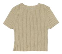 Béžové rebrované crop tričko H&M