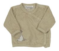 Béžové sametové propínací mikinotrio s husou Ergee