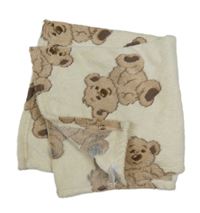 Světlebéžová chlupatá deka s medvídky 