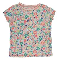 Bielo-farebné kvetované tričko TU