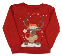 Červená mikina so sobom POCOPIANO