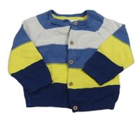 Modro-bielo-žltý pruhovaný prepínaci sveter Ergee