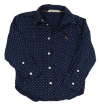 Tmavomodrá puntíkatá košile s výšivkou H&M