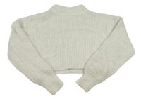 Biely chlpatý crop sveter New Look