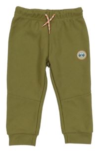 Khaki žebrované tepláky s nášivkou Dunnes