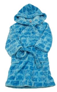 Světlemodrý chlupatý župan s auty a kapucí - Cars Disney