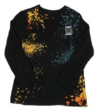 Černo-barevné vzorované triko s potiskem F&F