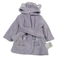 Nové - Levandulový chlupatý župan s čumáky a kapucí George